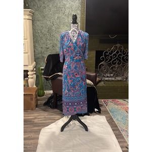 REBA MULTICOLOR SOUTHERN SUNSET  MAXI WRAP DRESS SZ XL